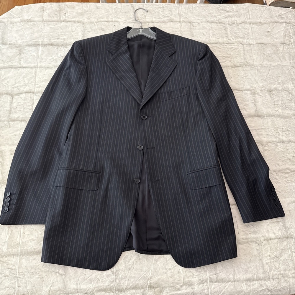 Canali Blazer Jacket Men's 48  38 Blue Striped Wool Double Vent 3 Button